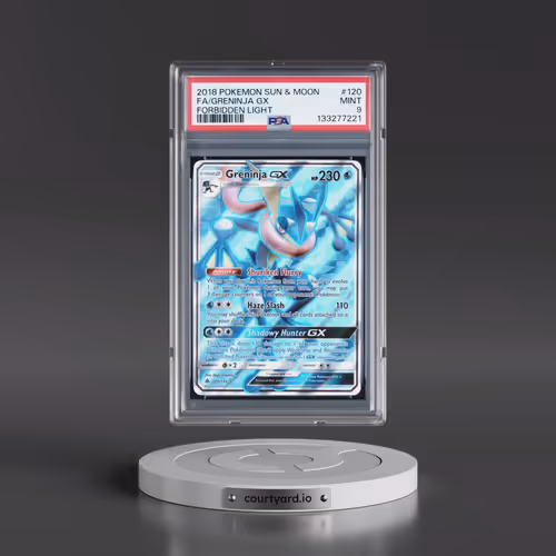 2018 Pokémon Sun & Moon Forbidden Light #120 Greninja GX - Holo Full Art (PSA 9 MINT)