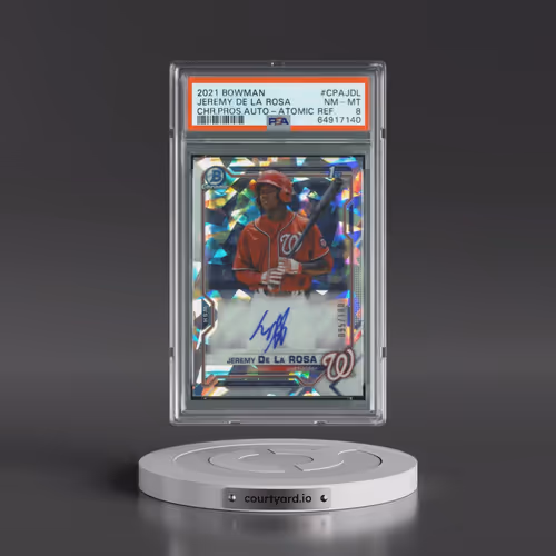 2021 Bowman Chrome Prospect Autographs #CPAJDL Jeremy de La Rosa - Atomic Refractor (PSA 8 NM-MT)