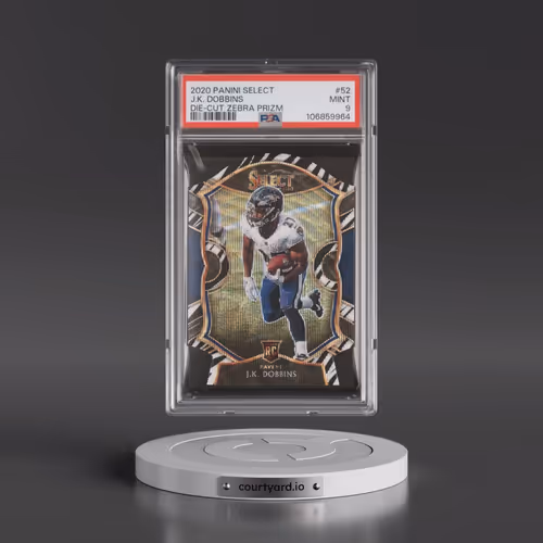 2020 Panini Select #52 J.K. Dobbins - Die-Cut Zebra Prizm (PSA 9 MINT)