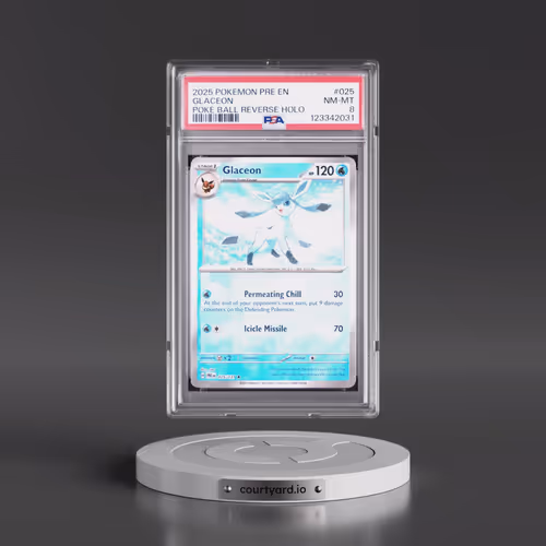 2025 Pokémon Pre EN-Prismatic Evolutions #025 Glaceon - Reverse Holo Poke Ball (PSA 8 NM-MT)