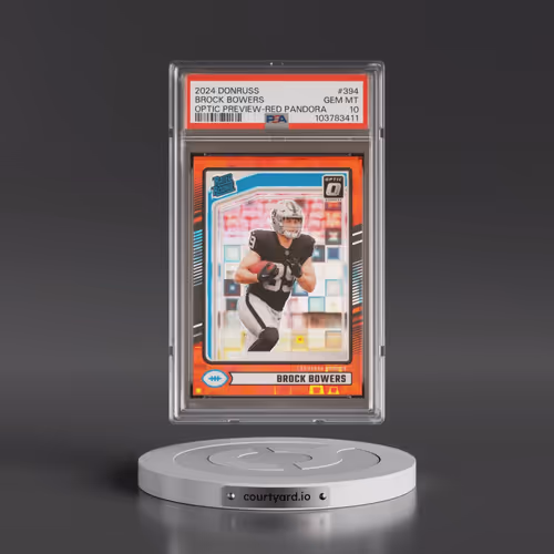 2024 Panini Donruss #394 Brock Bowers - Optic Preview-Red Pandora (PSA 10 GEM MINT)