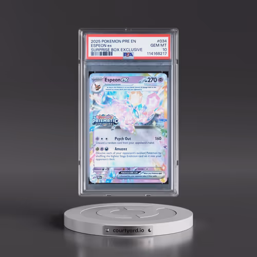 2025 Pokémon Pre EN-Prismatic Evolutions #034 Espeon EX - Holo Surprise Box Exclusive (PSA 10 GEM MI