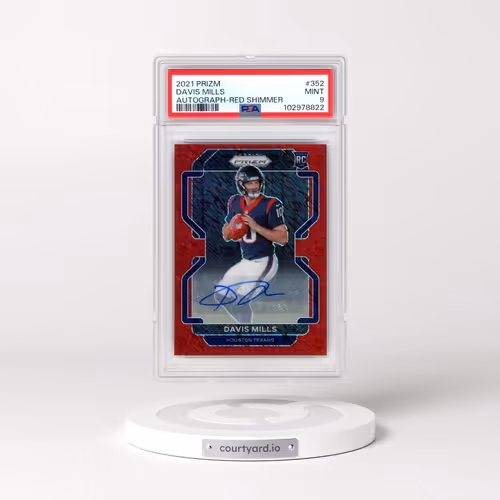2021 Panini Prizm #352 Davis Mills - Autograph-Red Shimmer (PSA 9 MINT)
