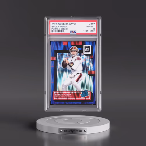 2022 Panini Donruss Optic #277 Brock Purdy - Purple Shock (PSA 8 NM-MT)