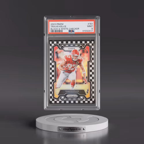 2023 Panini Prizm #151 Travis Kelce - Black & White Checker (PSA 9 MINT)