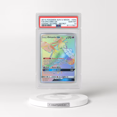 2019 Pokémon Sun & Moon Cosmic Eclipse #255 Oricorio GX - Holo Full Art Secret (PSA 10 GEM MINT)