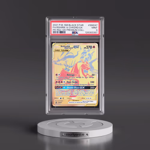 2021 Pokémon SM Black Star Promo #SM247 Reshiram & Charizard GX - Holo Full Art Reshiram & Charizard