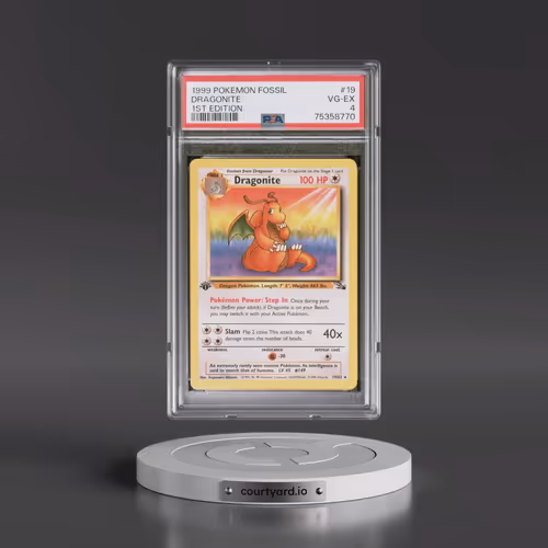 1999 Pokémon Fossil #19 Dragonite - 1st Edition (PSA 4 VG-EX)