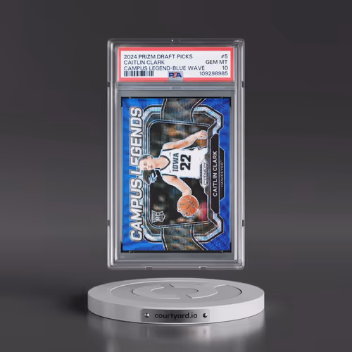 2024 Panini Prizm Draft Picks Campus Legends #5 Caitlin Clark - Blue Wave (PSA 10 GEM MINT)