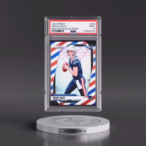 2024 Panini Prizm #329 Drake Maye - Red/White/Blue Prizm (PSA 9 MINT)