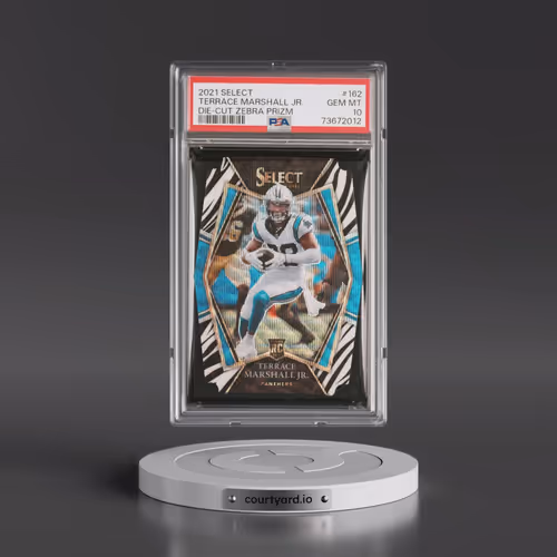 2021 Panini Select #162 Terrace Marshall Jr. - Die-Cut Zebra Prizm (PSA 10 GEM MINT)