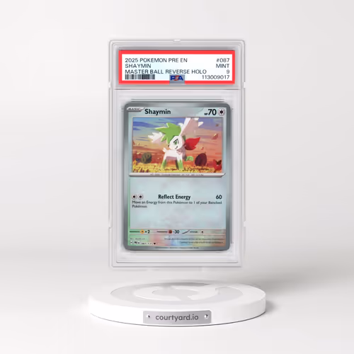 2025 Pokémon Pre EN-Prismatic Evolutions #087 Shaymin - Reverse Holo Master Ball (PSA 9 MINT)