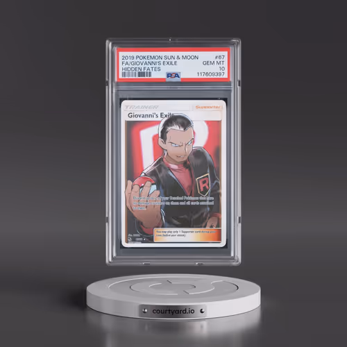 2019 Pokémon Sun & Moon Hidden Fates #67 Giovanni's Exile - Full Art (PSA 10 GEM MINT)
