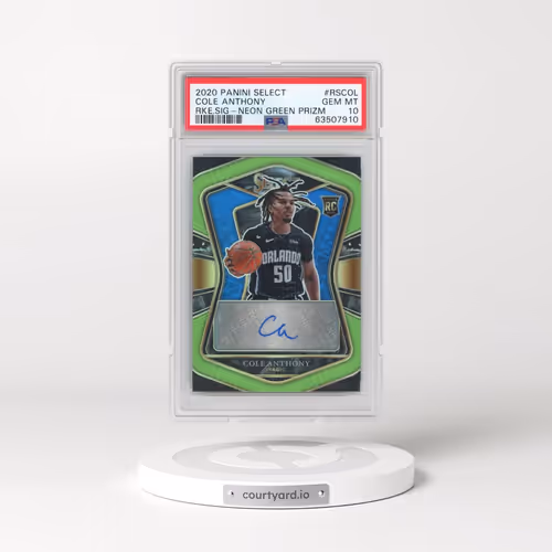 2020 Panini Select Rookie Signatures #RSCOL Cole Anthony - Neon Green Prizm (PSA 10 GEM MINT)