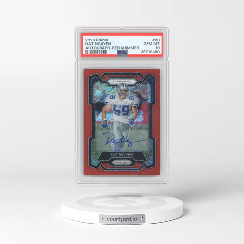 2023 Panini Prizm #80 Dat Nguyen - Autograph-Red Shimmer (PSA 10 GEM MINT)