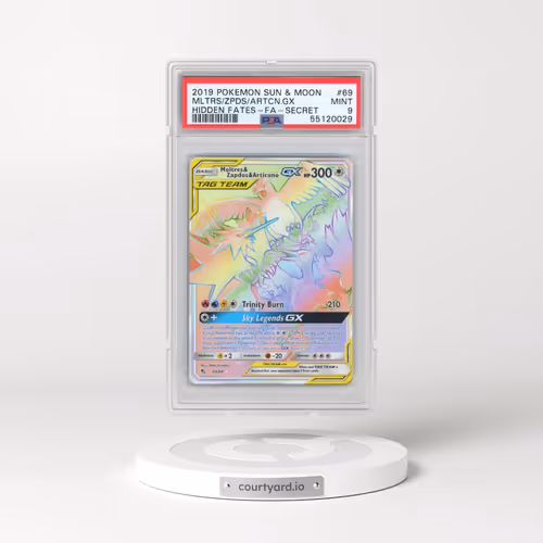 2019 Pokémon Sun & Moon Hidden Fates #69 Moltres & Zapdos & Articuno GX - Holo Full Art Secret (PSA
