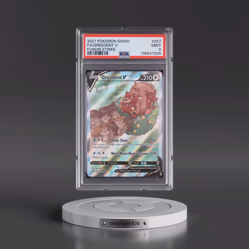 2021 Pokémon Sword & Shield Fusion Strike #257 Greedent V - Holo Full Art (PSA 9 MINT)