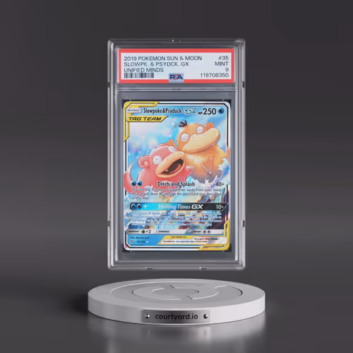 2019 Pokémon Sun & Moon Unified Minds #35 Slowpoke & Psyduck GX - Holo (PSA 9 MINT)