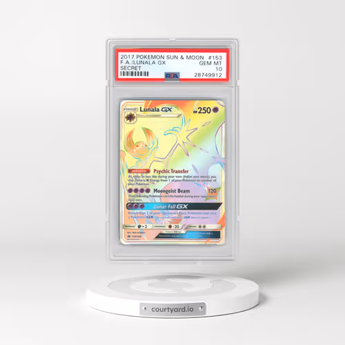 2017 Pokémon Sun & Moon #153 Lunala GX - Holo Full Art Secret (PSA 10 GEM MINT)
