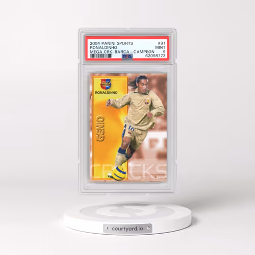 2004 Panini Sports Mega Cracks Barca #91 Ronaldinho - Campeon (Spanish) (PSA 9 MINT)