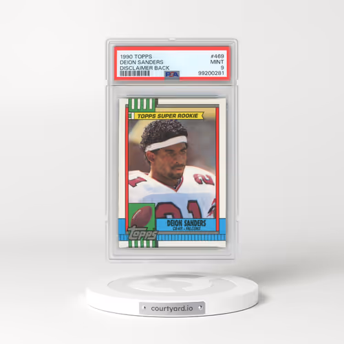 1990 Topps #469 Deion Sanders - Disclaimer Back (PSA 9 MINT)
