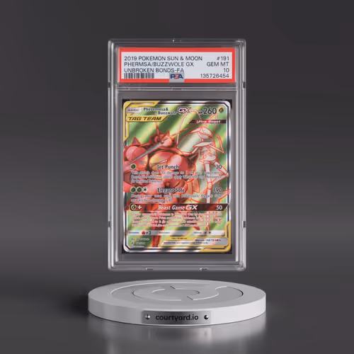 2019 Pokémon Sun & Moon Unbroken Bonds #191 Pheromosa & Buzzwole GX - Holo Full Art (PSA 10 GEM MINT