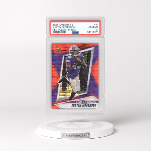 2021 Panini Rookies & Stars #61 Justin Jefferson - Red Pulsar Prizm (PSA 10 GEM MINT)