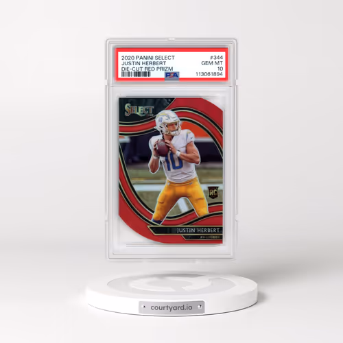 2020 Panini Select #344 Justin Herbert - Die-Cut Red Prizm (PSA 10 GEM MINT)