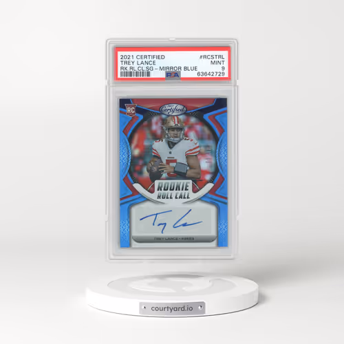 2021 Panini Certified Rookie Roll Call Signatures #RCSTRL Trey Lance - Mirror Blue (PSA 9 MINT)