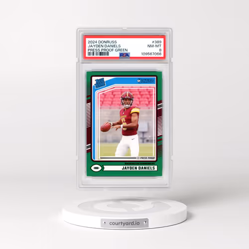 2024 Panini Donruss #389 Jayden Daniels - Press Proof Green (PSA 8 NM-MT)