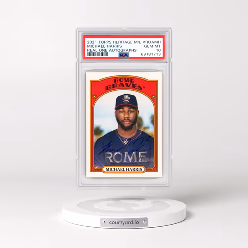 2021 Topps Heritage Minor League Real One Autographs #ROAMH Michael Harris (PSA 10 GEM MINT)