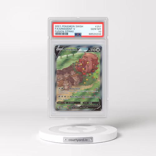 2021 Pokémon Sword & Shield Fusion Strike #257 Greedent V - Holo Full Art (PSA 10 GEM MINT)