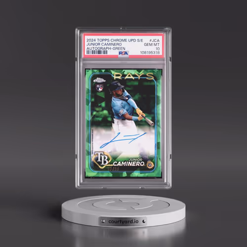 2024 Topps Chrome Sapphire Update Series Chrome Sapphire Autographs #JCA Junior Caminero - Green (PS