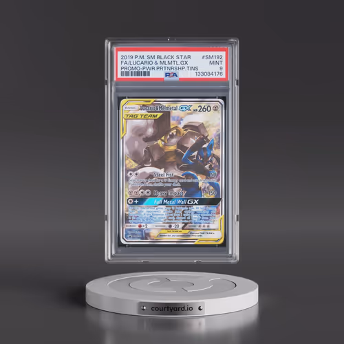 2019 Pokémon SM Black Star Promo #SM192 Lucario & Melmetal GX - Holo Full Art Power Partnership Tins
