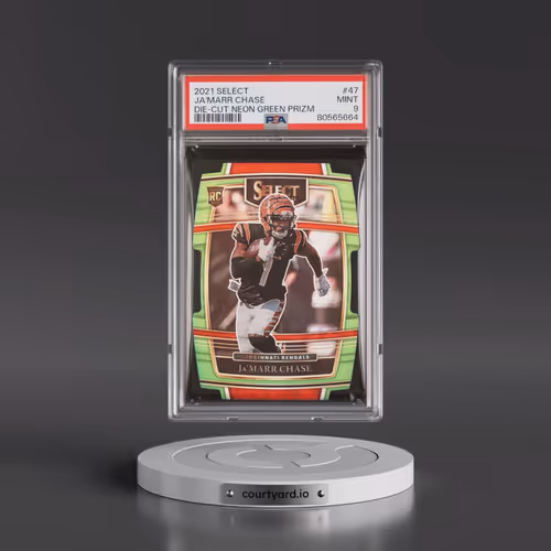2021 Panini Select #47 JA'Marr Chase - Die-Cut Neon Green Prizm (PSA 9 MINT)
