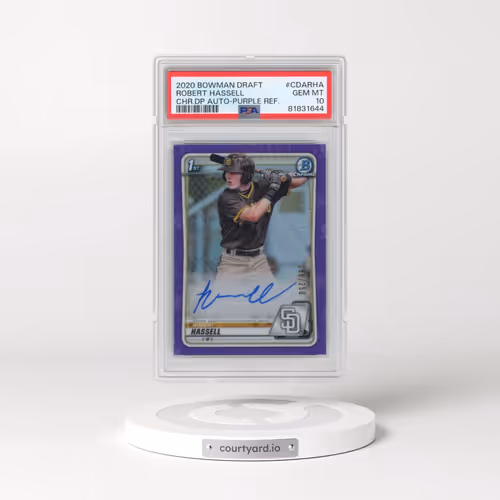2020 Bowman Draft Chrome Draft Picks Autographs #CDARHA Robert Hassell - Purple Refractor (PSA 10 GE