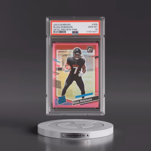 2023 Panini Donruss #305 Bijan Robinson - Optic Preview-Pink (PSA 10 GEM MINT)