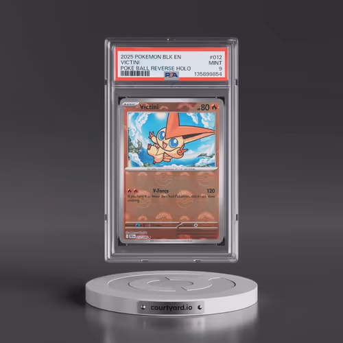 2025 Pokémon Blk EN-Black Bolt #012 Victini - Reverse Holo Poke Ball (PSA 9 MINT)