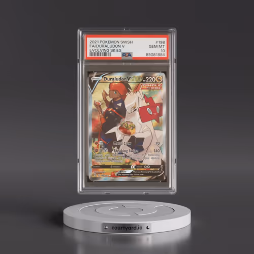 2021 Pokémon Sword & Shield Evolving Skies #198 Duraludon V - Holo Full Art (PSA 10 GEM MINT)