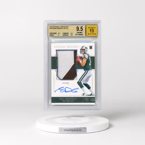 2018 Panini National Treasures #162 Sam Darnold JSY AU RC (BGS 9.5 GEM MINT)