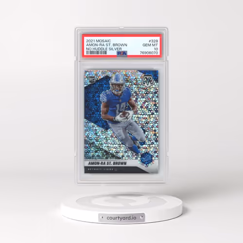 2021 Panini Mosaic #328 Amon-RA St. Brown - No Huddle Silver (PSA 10 GEM MINT)