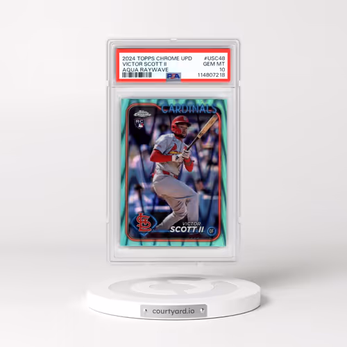 2024 Topps Chrome Update #USC48 Victor Scott II - Aqua Raywave (PSA 10 GEM MINT)