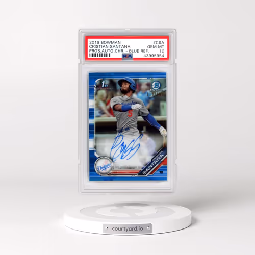 2019 Bowman Prospect Autographs Chrome #CSA Cristian Santana - Blue Refractor (PSA 10 GEM MINT)