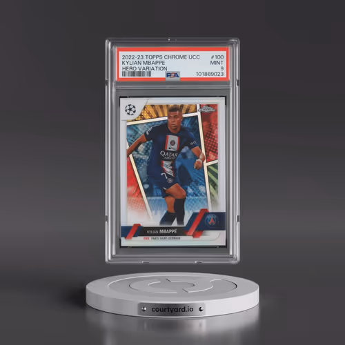 2022-23 Topps Chrome UEFA Club Competitions #100 Kylian Mbappe - Hero Variation (PSA 9 MINT)