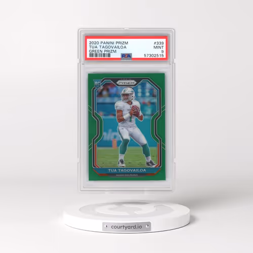 2020 Panini Prizm #339 Tua Tagovailoa - Green Prizm (PSA 9 MINT)
