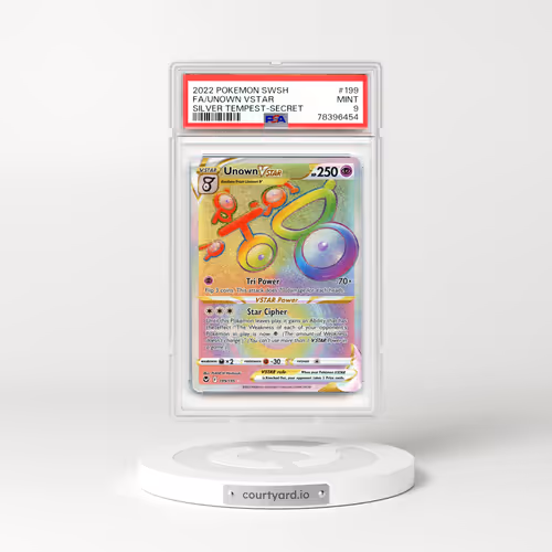 2022 Silver Tempest #199 Unown VSTAR - Rainbow Holo (PSA 9 MINT)