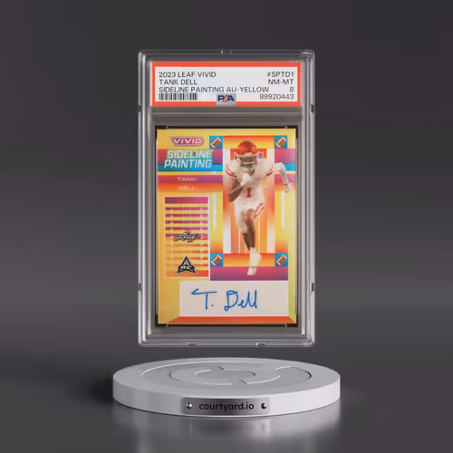 2023 Leaf Vivid Sideline Painting Autographs #SPTD1 Tank Dell - Yellow (PSA 8 NM-MT)