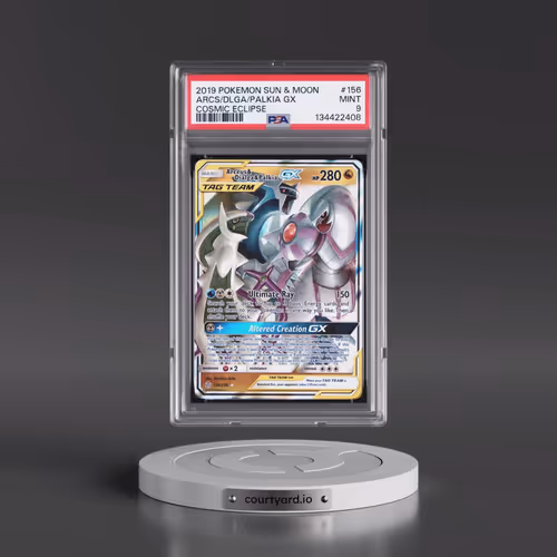2019 Pokémon Sun & Moon Cosmic Eclipse #156 Arceus & Dialga & Palkia GX - Holo (PSA 9 MINT)