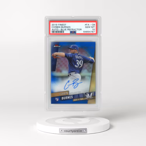 2019 Finest Autographs #FA-CB Corbin Burnes - Blue Refractor (PSA 10 GEM MINT)