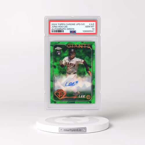2024 Topps Chrome Sapphire Update Series Chrome Sapphire Autographs #JLE Jung Hoo Lee - Green (PSA 1